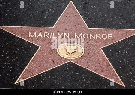 Marilyn Monroe, star, Hollywood, Walk of Fame, boulevard, Los Angeles, California, USA Stock Photo