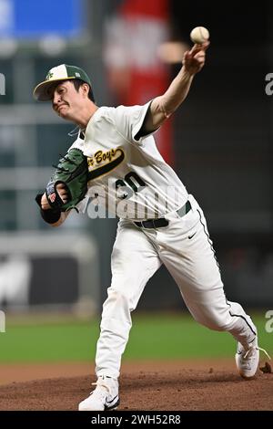 Arkansas Tech Wonder Boys LHP Jack Rector (30) during the Houston Winter Invitational baseball game between Southern New Hampshire Penmen and the  Ark Stock Photo