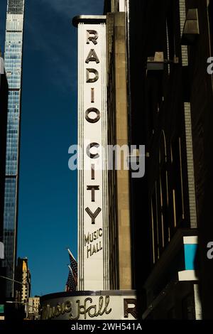 New York city, USA- February 18,2022: Radio City Music Hall at 6th Avenue in Manhattan New York City. Stock Photo