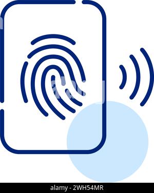 Fingerprint account access. Smartphone and wifi symbol. Pixel perfect, editable stroke Stock Vector
