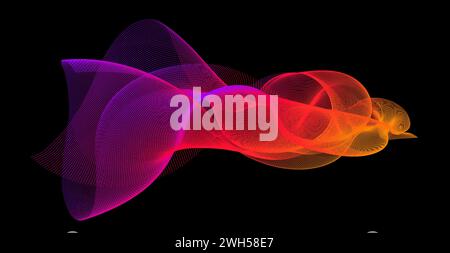 Gradient wave line blend form. Abstract purple red orange flowing lines design element. Dynamic neon line smoky shape. Sound waves or ai illustration concept. Vector curved pattern background Stock Vector
