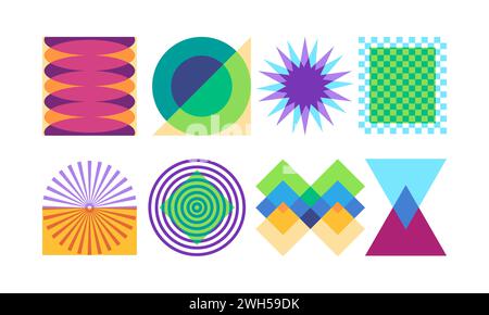 risograph colorful geometric shape effect abstract pattern aesthetic element design decoration style Stock Vector