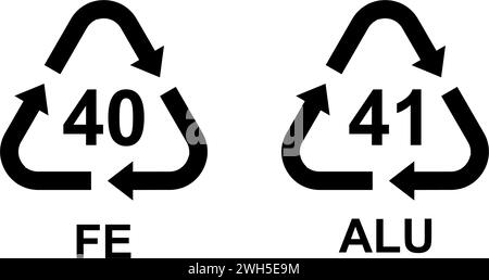 recycling codes for all types of materials Stock Vector