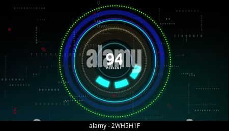 Image of processing circle with increasing numbers on black background ...