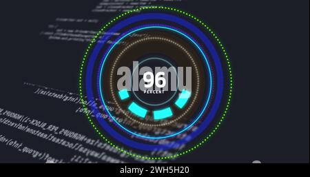Image of processing circle with increasing numbers on black background with data processing Stock Photo