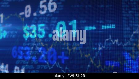 Image of data processing over blue background Stock Photo