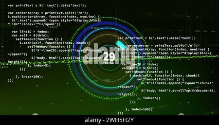 Image of processing circle with increasing numbers on black background ...