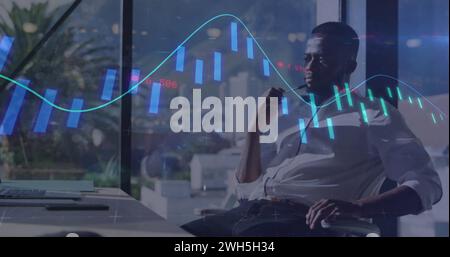 Image of data processing over african american businessman Stock Photo
