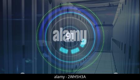 Image of processing circle with numbers over servers Stock Photo