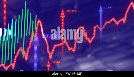 Image of data processing over blue background Stock Photo