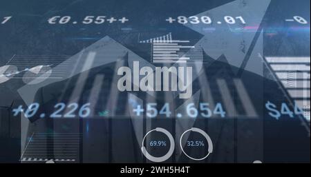 Image of data processing over businessman Stock Photo
