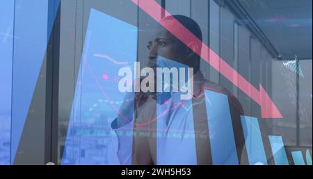 Image of data processing over african american businessman Stock Photo