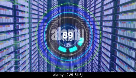 Image of processing circle with increasing numbers over servers Stock ...