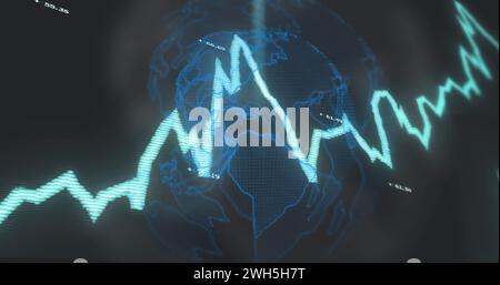 Image of data processing over globe Stock Photo
