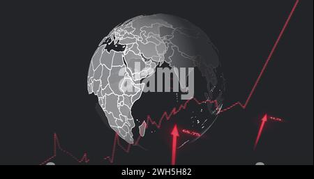 Image of data processing over globe Stock Photo