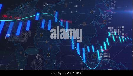 Image of data processing over world map Stock Photo