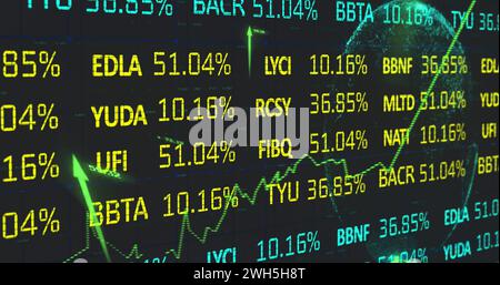 Image of data processing over globe Stock Photo