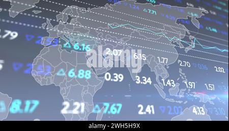 Image of data processing over world map Stock Photo