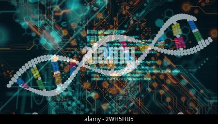 Image of medical data processing over dark background Stock Photo