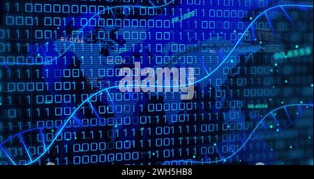Image of medical data processing over dark background Stock Photo