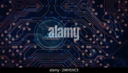 Image of medical data processing and processor socket over dark background Stock Photo