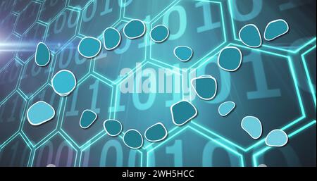 Image of medical data processing and processor socket over dark background Stock Photo