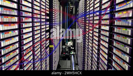 Image of medical data processing over server room Stock Photo
