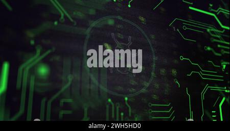 Image of medical data processing over dark background Stock Photo