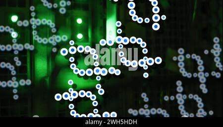 Image of medical data processing over server room Stock Photo