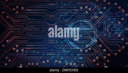 Image of medical data processing and processor socket over dark background Stock Photo
