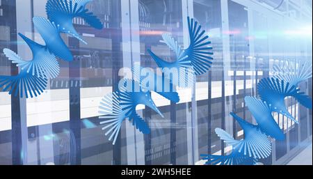 Image of medical data processing over server room Stock Photo