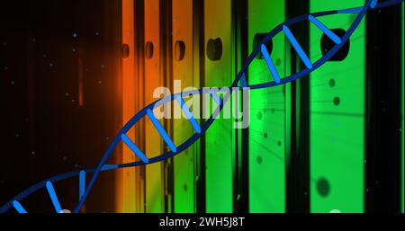 Image of medical data processing over server room Stock Photo
