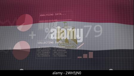 Image of statistics and data processing over waving flag of egypt Stock Photo