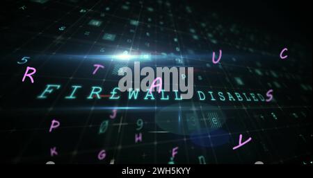 Image of floating letters over scientific data processing Stock Photo