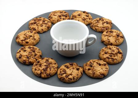 Cookies with chocolate chips isolated on white Stock Photo
