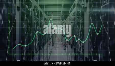 Image of graphs and connections over servers Stock Photo