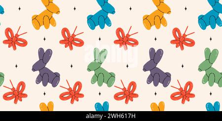 Seamless pattern with bunny balloons Stock Vector