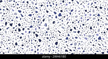 Purple, black, blue and white terrazzo marble tile pattern or background. Terrazo stone tile texture, terazzo cement surface or terazo marble floor vector colorful background or backdrop Stock Vector