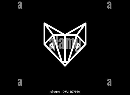 Line art style Diamond fox logo design vector template Stock Vector
