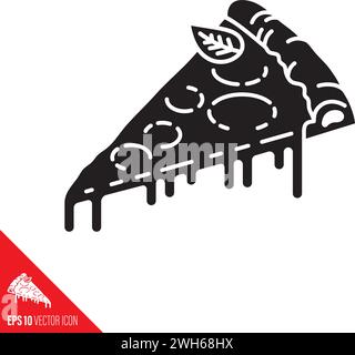 Pizza slice glyph icon style vector illustration for Cheese Pizza Day on September 5 Stock Vector