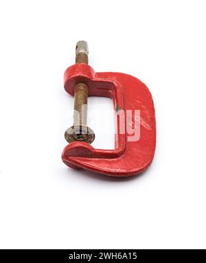 Assortment of professional work tools isolated on white background. Stock Photo
