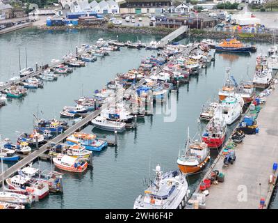 Newlyn harbour Cornish fishing port UK drone,aerial Stock Photo