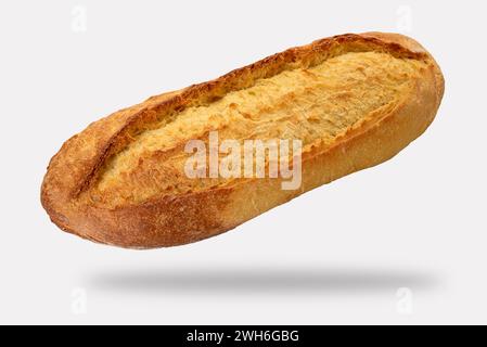 Loaf of durum wheat semolina bread or ciabatta bread  isolated on white with clipping path included Stock Photo