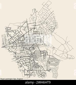 Street roads map of the British city of ROYAL LEAMINGTON SPA, ENGLAND Stock Vector