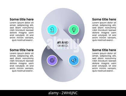 Infographic template with icons and 4 options or steps. Abstract spiral. Can be used for workflow layout, diagram, banner, webdesign. Vector illustrat Stock Vector