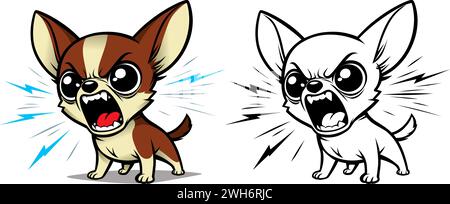 little angry chihuahua dog barks, vector drawing. Stock Vector
