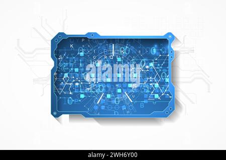 Technological abstract picture on a white background. Hand drawn vector. Stock Vector