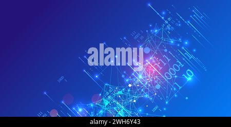 Big Data. Abstract digital futuristic vector illustration on technology background. Data mining and management concept. Hand drawn art. Stock Vector