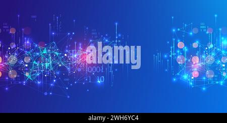 Big Data. Abstract digital futuristic vector illustration on technology background. Data mining and management concept. Hand drawn art. Stock Vector