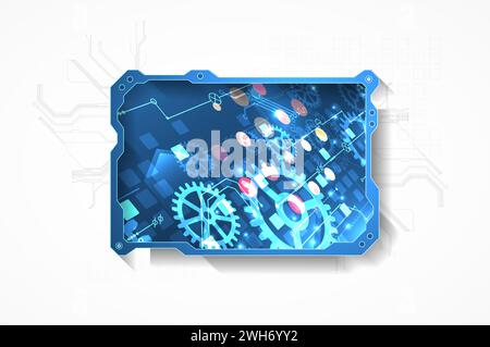 Technological abstract picture on a white background. Hand drawn vector. Stock Vector